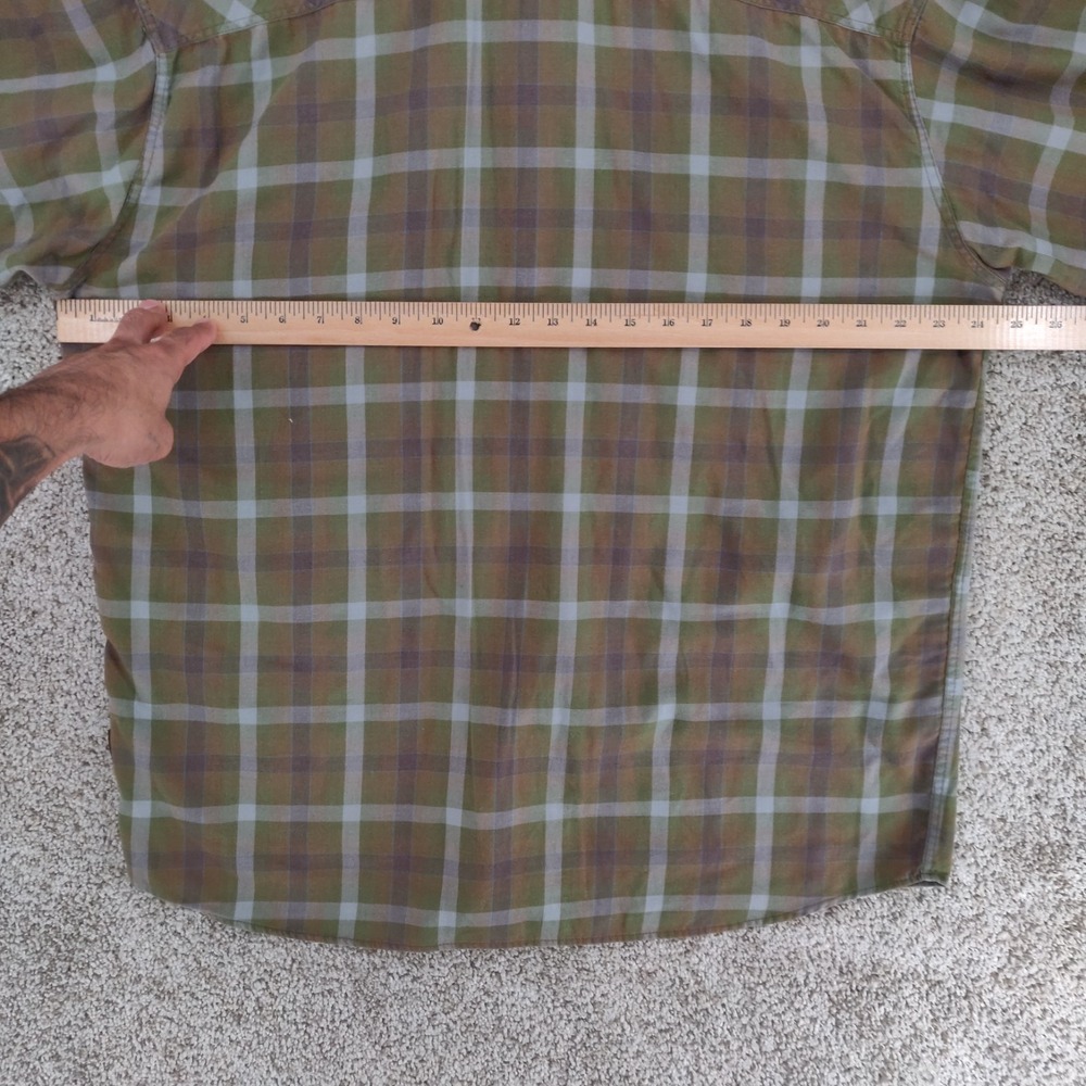 Patagonia Fjord Lightweight Flannel Shirt Mens Large Green Plaid Long Sleeve - Picture 10 of 15